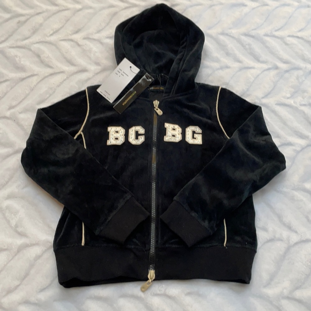 NWT Girls, size 6, BCBG MaxAzria, Black Velour Hoodie